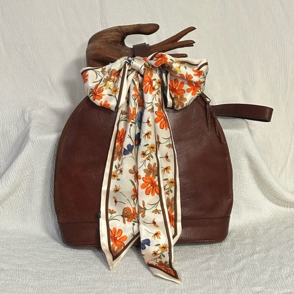 Genesis Handbags - Genesis by Sabina70s/80s Reddish Brown Equestrian Domed Bag With Brass Ring